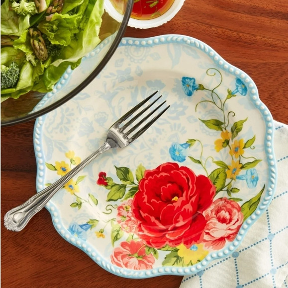 The Pioneer Woman Sweet Rose Ceramic 8.75-inch Salad Plate Set of 4 NWT - Picture 1 of 5